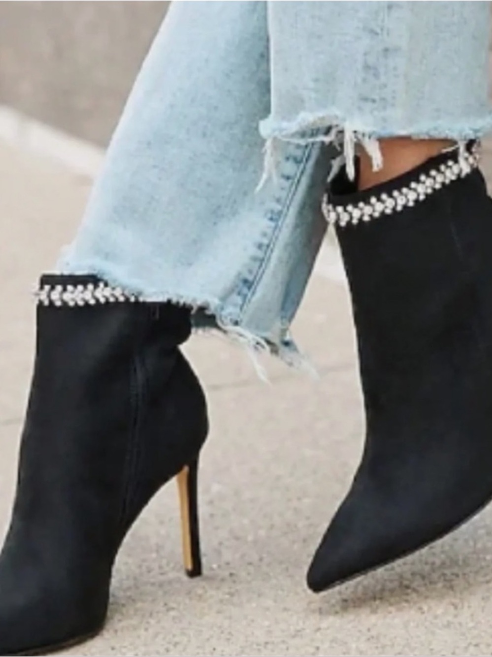 NWT Express Faux Suede Rhinestone Ankle Boots
